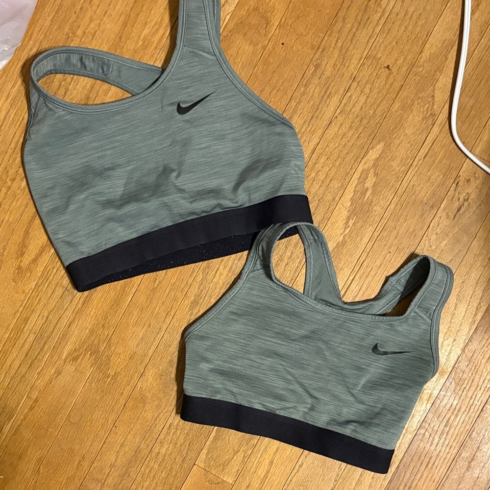 Nike Olive and Black Sports Bra Duo